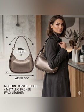 DKNY Metallic Bronze Hobo Bag NWOT